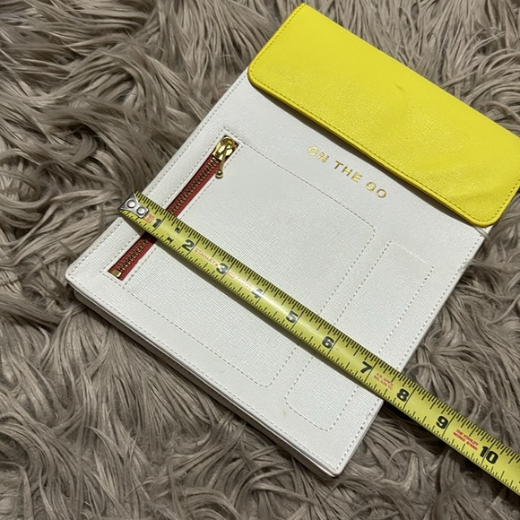 Anthropologie Tech Pouch-Snap Top Organizer-Yellow/White-GUC-A Few Marks - Picture 15 of 16